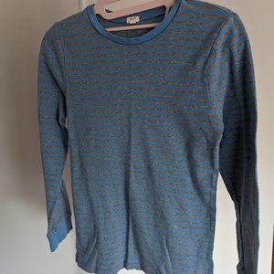 Jcrew- womens long sleeve shirt BLue-grey striped size Medium pre-owned
